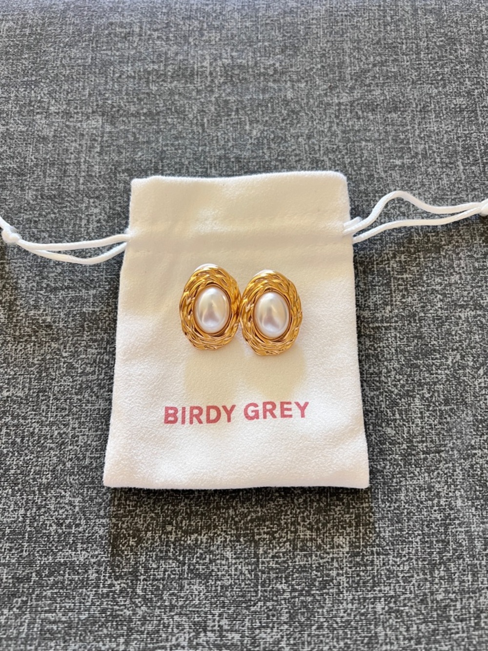 Birdy Grey Gold Tone Oval Pearl-Accent Earrings